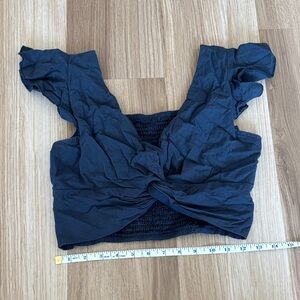 SHEIN Dark Blue Twist Front Crop Top